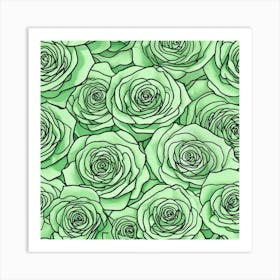 Green Roses 7 Art Print