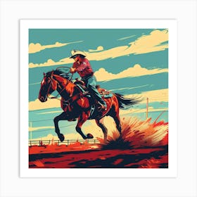 Cowboy Riding A Horse 5 Art Print