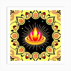 Diwali Lamp Vector Art Print