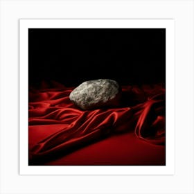 Rock On A Red Cloth Art Print