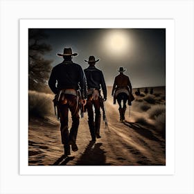 Three Cowboys In The Desert Art Print