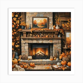 Autumn Fireplace 1 Art Print