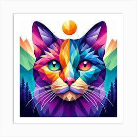 Luna Low Poly Cat Art Print