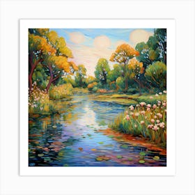 Brushstrokes in Riverside Bliss Art Print