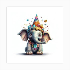 Birthday Elephant 3 Art Print