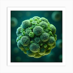 3d Rendering Of A Green Cell Art Print