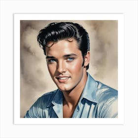 A Star's Close-Up Elvis Presley Art Print