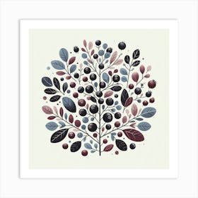 Scandinavian Art, Aronia berries ​ 3 Art Print