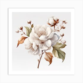 Cotton Flower branch 1 Art Print