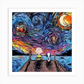 dog pet Vincent Van Gogh Starry Night Parody Art Print