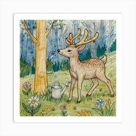 Deer In The Woods 76 Art Print