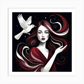 Dove With Red Hair Art Print