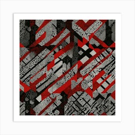 Abstract Red And Black Pattern 2 Art Print