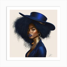 Blue Afro 2 Art Print