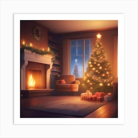 Christmas Tree In The Living Room Art Print