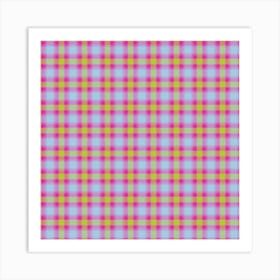 Pink And Yellow Plaid Fabric Art Print