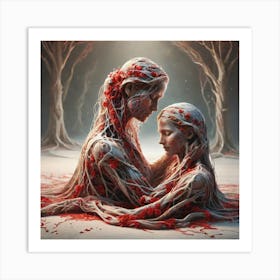 Woman Covered In Blood Art Print