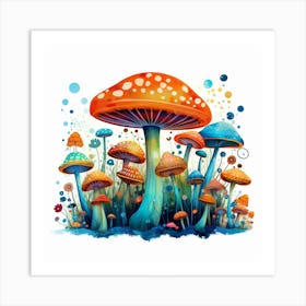 Colorful Mushrooms 7 Art Print