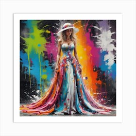 Woman In A Colorful Dress 1 Art Print