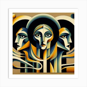 Three Faces Of Jesus Art Print