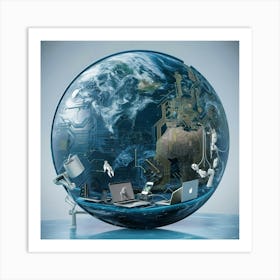 Computer Globe Art Print