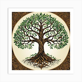 Tree Of Life, A Tree Of Life With Interconnected Roots And Branches Representing Unity And Growth 4 Art Print