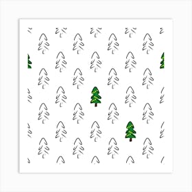 Christmas Tree Seamless Pattern Art Print