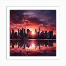 Sunset In New York City Art Print