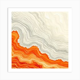 Abstract Orange And White Painting Art Print