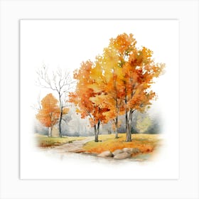 Watercolor Autumn Trees 14 Art Print