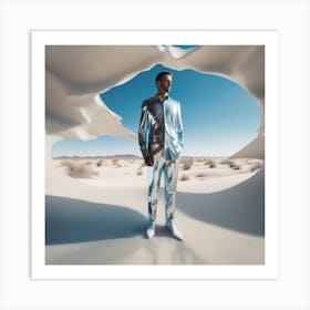 Silver Man In Desert Art Print