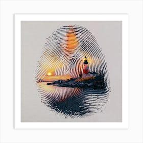 Fingerprint Lighthouse Art Print