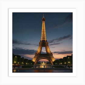 Eiffel Tower At Dusk Art Print