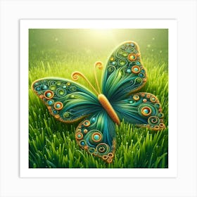 Butterfly In The Grass 2 Art Print