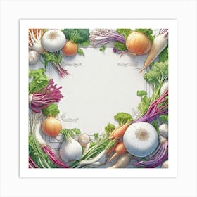 Frame Created From Daikon On Edges And Nothing In Middle Ultra Hd Realistic Vivid Colors Highly (6) Art Print