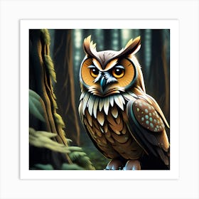 Owl In The Forest 24 Art Print