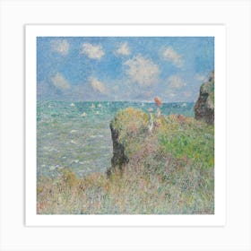 Cliff Walk At Pourville (1882) Art Print