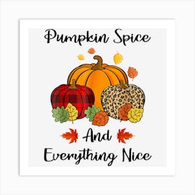 Pumpkin Spice And Everything Nice Fall Plaid Leopard Autumn Art Print