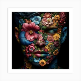 Flowers On The Face 1 Art Print