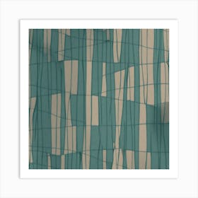 Tartan Pattern Mid Century Simple Shapes, 199 Art Print