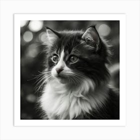 Black And White Cat 3 Art Print