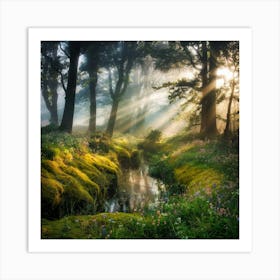 Stream In The Woods Art Print