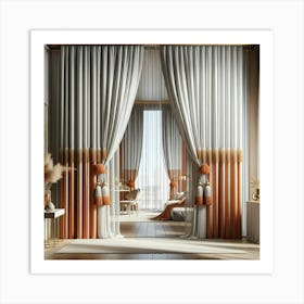 Bedroom With Curtains Art Print