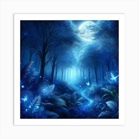 Fairy Forest At Night Art Print