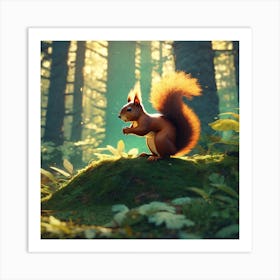 Red Squirrel In The Forest 66 Art Print