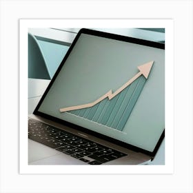 Laptop With A Graph On It Art Print