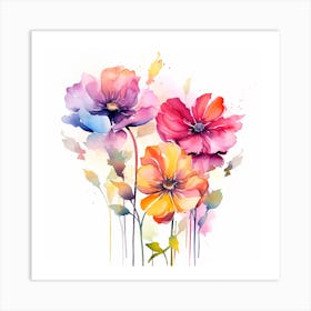 Pastel Colorful Flowers 1 Art Print