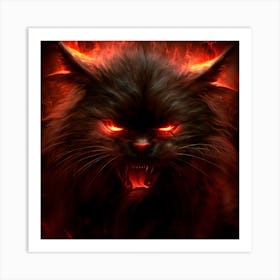 Cat In Flames Art Print