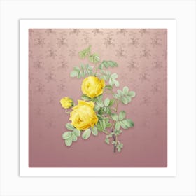 Vintage Sulphur Rose Botanical on Dusty Pink Pattern n.1154 Art Print