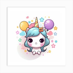 Kawaii Unicorn 33 Art Print